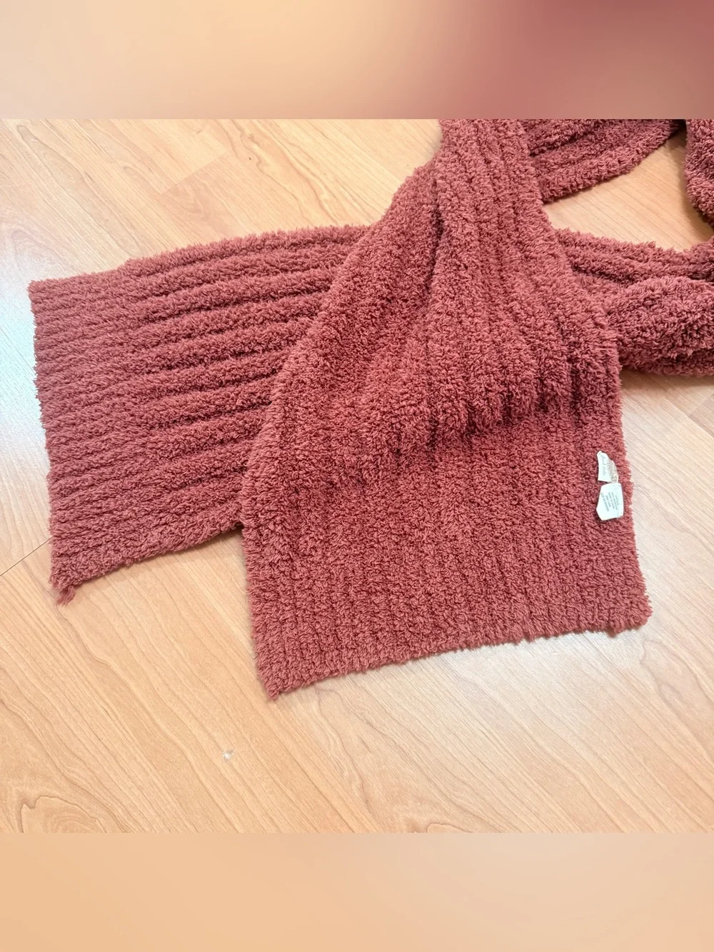 Altar'd State Oversized Plush Knit Scarf in Warm Rust